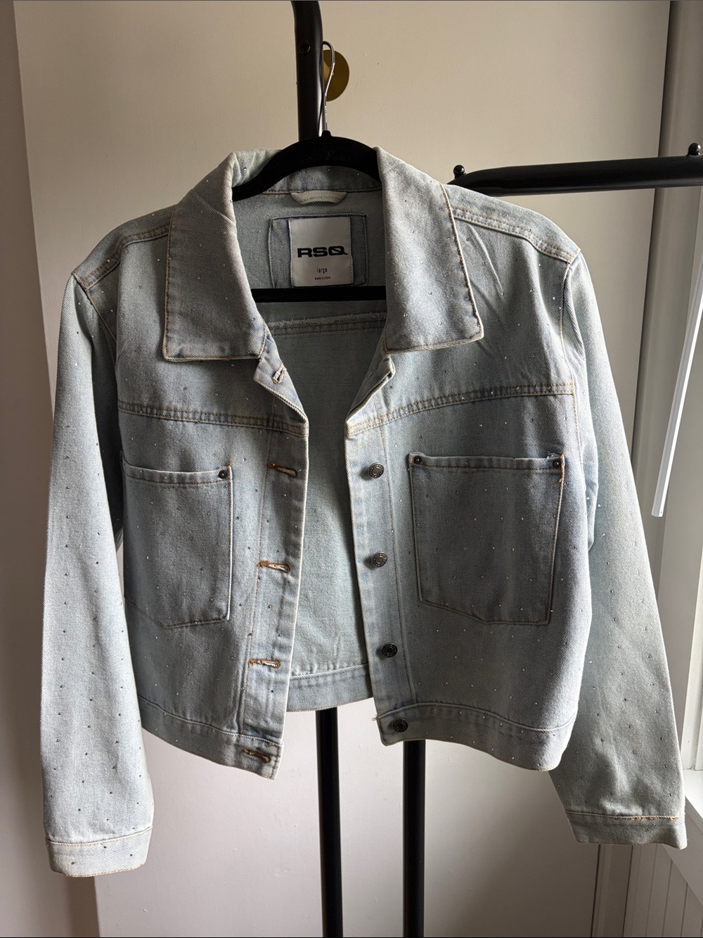 RSQ Light Wash Denim Jacket with embellishments New without tags